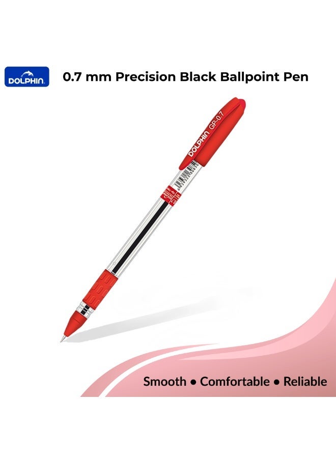 دولفين أقلام حبر جاف دولفين GP780 مقاس 0.7 مم – كتابة ناعمة بحبر أحمر، أقلام مريحة للمكتب والمدرسة، عبوة 36 قلم - Image 2